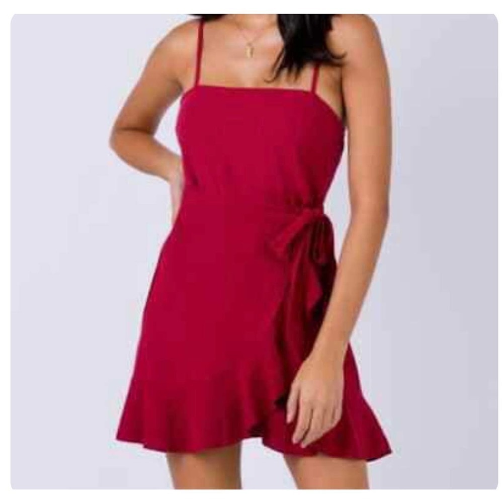 Princess Polly Caedere Mini Dress Red Wrap Tie Slip Dress Size 2 Party Date Nigh
